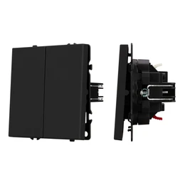 Фото #1 товара ARL NOBE Выключатель 2 кл софт-тач черный оникс SWT-MK02-SFPL-BK (250V, 10A) (Arlight, -)