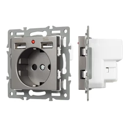 Фото #1 товара Механизм розетки с USB зарядкой SCT-MUAA-PL-GR (250V, 16A) (Arlight, -)