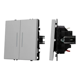 Фото #1 товара ARL NOBE Выключатель 2 кл подсветка софт-тач никель SWT-MK02-SFPL-L-IS (250V, 10A) (Arlight, -)