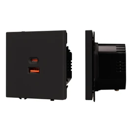 Фото #1 товара ARL NOBE USB Розетка тип A+C софт-тач черный оникс SCT-MUAC-SFPL-FC-BK (65W, QC3) (Arlight, -)