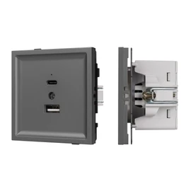 Фото #1 товара Механизм USB розетки SCT-TENDO-MUAC-SFPL-GR (5V, 3A, QC3) (Arlight, Матовый графитовый)