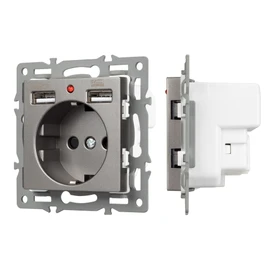 Фото #1 товара Механизм розетки с USB зарядкой SCT-MUAA-PL-GR (250V, 16A) (Arlight, -)