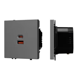 Фото #1 товара ARL NOBE USB Розетка тип A+C софт-тач серый базальт SCT-MUAC-SFPL-FC-GR (65W, QC3) (Arlight, -)