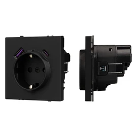 Фото #1 товара ARL NOBE Розетка зк со шторками с USB тип А+С софт-тач черный оникс SCT-MUAC-SFPL-BK (250V, 16A) (Arlight, -)