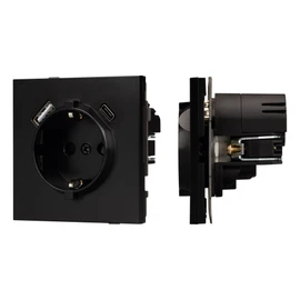 Фото #1 товара Механизм розетки с USB зарядкой SCT-TENDO-MUAC-PL-BK (230V, 16A) (Arlight, Черный)