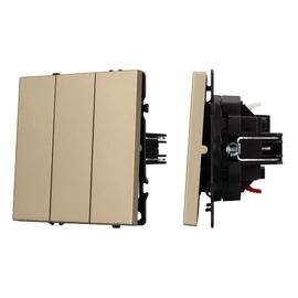 Фото #1 товара ARL NOBE Выключатель 3 кл софт-тач золотой песок SWT-MK03-SFPL-GD (250V, 10A) (Arlight, -)
