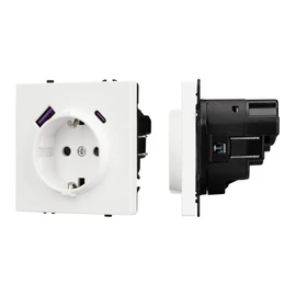 Фото #1 товара ARL NOBE Розетка зк со шторками с USB тип А+С софт-тач белый кварц SCT-MUAC-SFPL-WH (250V, 16A) (Arlight, -)