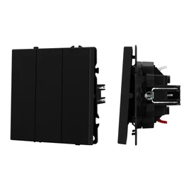 Фото #1 товара ARL NOBE Выключатель 3 кл софт-тач черный оникс SWT-MK03-SFPL-BK (250V, 10A) (Arlight, -)