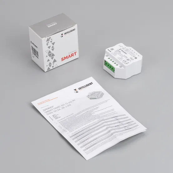 Фото #2 товара INTELLIGENT ARLIGHT Диммер SMART-TRIAC-601-72-PD-IN (230V, 1x1.5A, ZB, 2.4G) (IARL, IP20 Пластик, 5 лет)