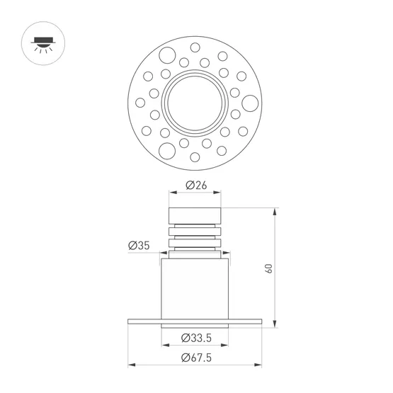Фото #7 товара Светильник MS-INVISIO-TRIMLESS-R35-5W Day4000 (WH-WH, 36 deg, 230V) (Arlight, IP54 Металл, 5 лет)