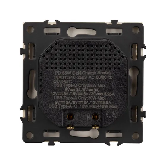 Фото #3 товара Механизм розетки с быстрой USB зарядкой SCT-NOBE-MUAC-SFPL-FC-GD (65W, QC3) (Arlight, Золотой песок)