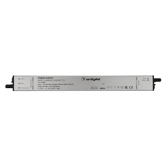 Фото #2 товара Блок питания ARPV-LG48060-LINEAR-PFC (48V, 1.25A, 60W) (Arlight, IP67 Металл, 5 лет)