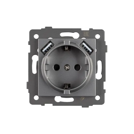 Фото #2 товара Механизм розетки с USB зарядкой SCT-MUAA-PL-GR-V (250V, 16A) (Arlight, -)