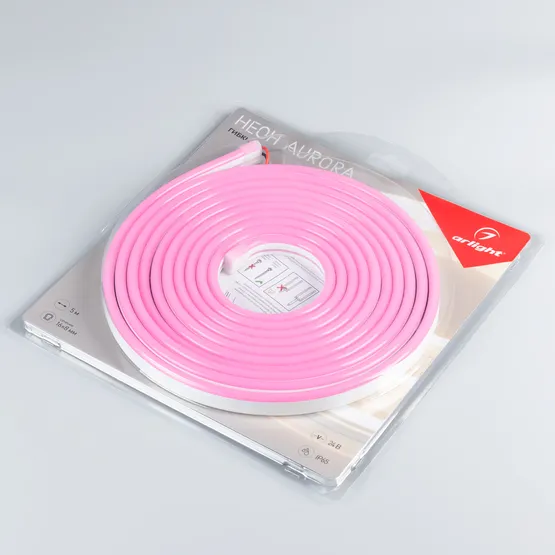 Фото #2 товара Светодиодная лента герметичная AURORA-PS-A120-16x8mm 24V Pink (10 W/m, IP65, 2835, 5m) (Arlight, Силикон, 2 года)