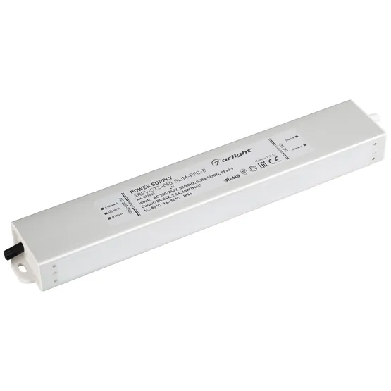 Фото товара Блок питания ARPV-ST24060-SLIM-PFC-B (24V, 2.5A, 60W) (Arlight, IP67 Металл, 3 года)
