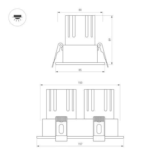 Фото #10 товара Светильник MS-FLOW-BUILT-S157x85-2x12W Warm3000 (WH, 38 deg, 230V) (Arlight, IP20 Металл, 5 лет)