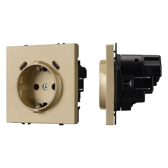 Фото #1 товара Механизм розетки с USB зарядкой SCT-NOBE-MUCC-SFPL-GD (230V, 16A) (Arlight, -)