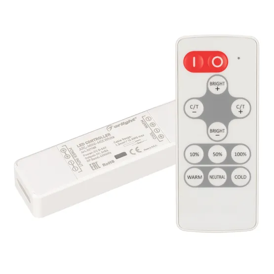 Фото #1 товара Контроллер ARL-MINI-MIX White (5-24V, 2x5A, RF ПДУ 12кн) (Arlight, IP20 Пластик, 1 год)