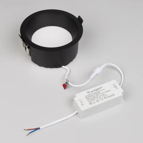 Фото #2 товара Светильник MS-DROP-BUILT-R137-24W Warm3000 (BK, 90 deg, 230V) (Arlight, IP54 Металл, 5 лет)