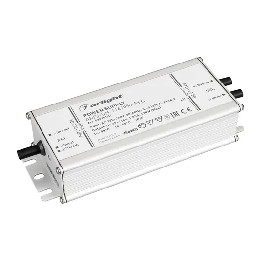 Фото товара Блок питания ARPJ-UH-1141050-PFC (120W, 69-114V, 1.05A) (Arlight, IP67 Металл, 7 лет)