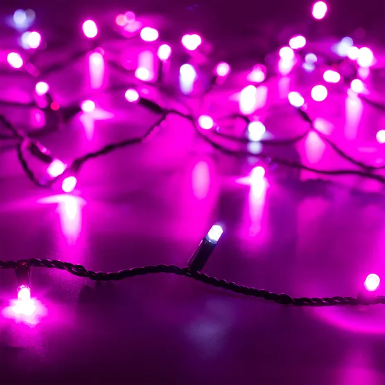 Фото #1 товара Светодиодная гирлянда ARD-STRING-CLASSIC-10000-BLACK-100LED-FLASH PINK (230V, 7W) (Ardecoled, IP65, 1 год)