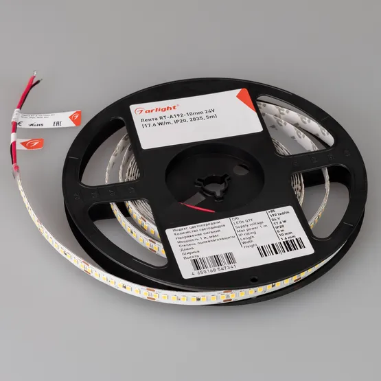 Фото #2 товара Светодиодная лента RT-A192-10mm 24V Warm2400 (17.6 W/m, IP20, 2835, 5m) (Arlight, высок.эфф.150 лм/Вт)