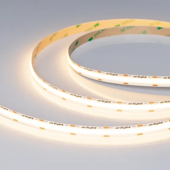 Фото #1 товара Светодиодная лента COB-X576-10mm 24V Warm3000 (15 W/m, IP20, 5m) (Arlight, высок.эфф.150 лм/Вт)
