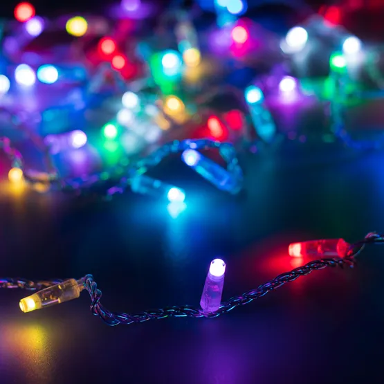 Фото #1 товара Светодиодная гирлянда ARD-STRING-CLASSIC-10000-CLEAR-100LED-SYNC RGB (230V, 6.5W, RF ПДУ, 1000) (Ardecoled, IP65)