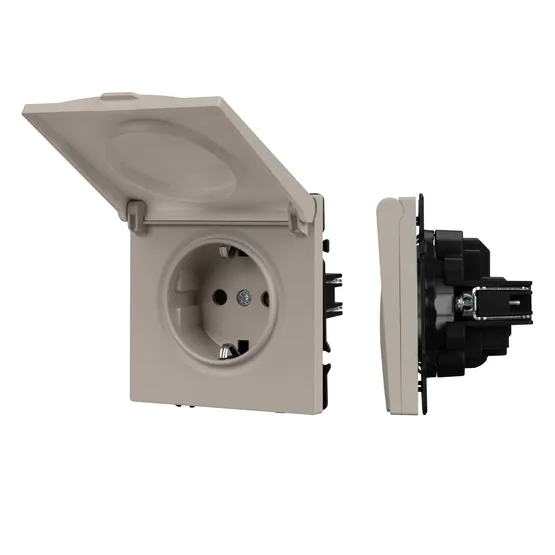 Фото #1 товара Механизм розетки влагозащищённый SCT-NOBE-MCP-SFPL-CA (230V, 16A) (Arlight, Кашемир)