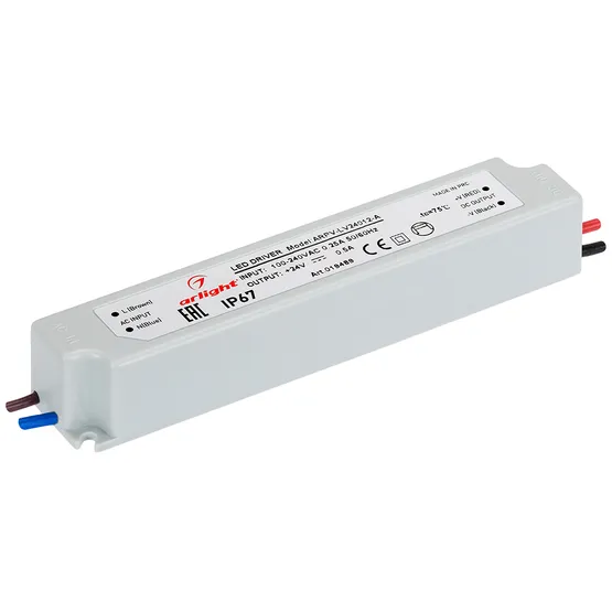 Фото #1 товара Блок питания ARPV-LV24012-A (24V, 0.5A, 12W) (Arlight, IP67 Пластик, 3 года)