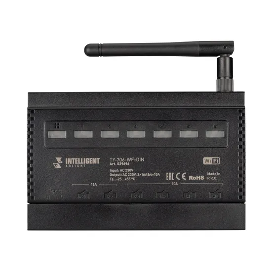 Фото #4 товара INTELLIGENT ARLIGHT Релейный модуль TY-706-WF-DIN (230V, 2х16A + 4х10А) (IARL, IP20 Пластик, 3 года)