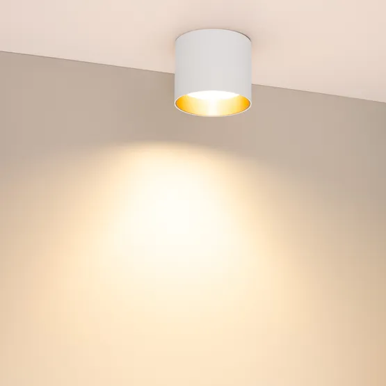 Фото #4 товара Светильник SP-BISCOTTO-R90-8W Warm3300-MIX (WH-GD, 80 deg, 230V) (Arlight, IP54 Металл, 5 лет)