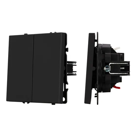 Фото #1 товара ARL NOBE Выключатель 2 кл софт-тач черный оникс SWT-MK02-SFPL-BK (250V, 10A) (Arlight, -)