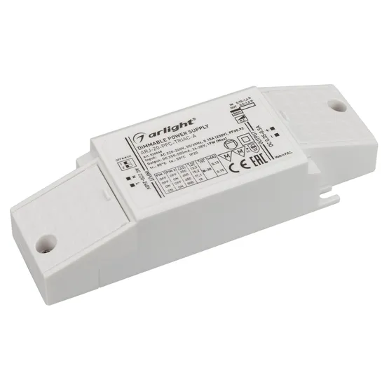 Фото #1 товара Блок питания ARJ-20-PFC-TRIAC-A (20W, 350-500mA) (Arlight, IP20 Пластик, 5 лет)