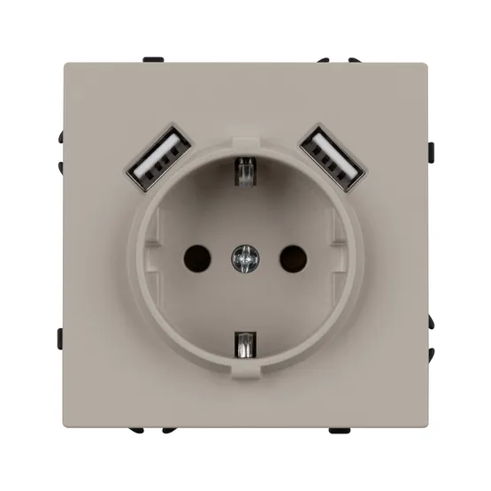 Фото #2 товара ARL NOBE Розетка зк со шторками с USB тип А+А софт-тач кашемир SCT-MUAA-SFPL-CA (250V, 16A) (Arlight, -)
