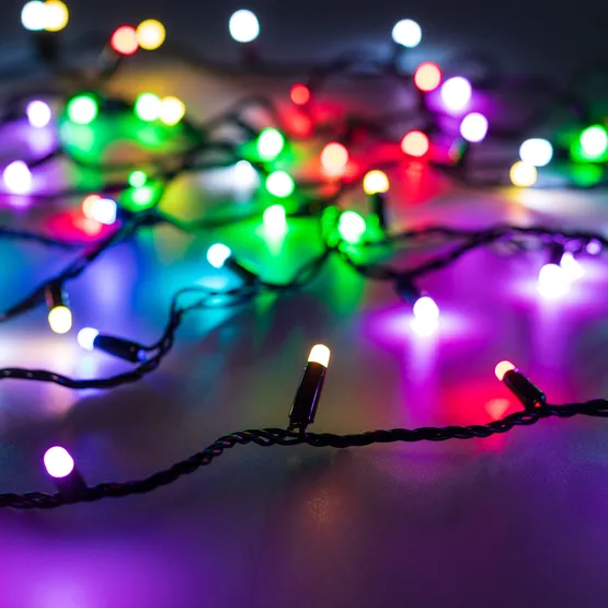 Фото #1 товара Светодиодная гирлянда ARD-STRING-CLASSIC-10000-BLACK-100LED-MILK-SYNC RGB (230V, 6.5W, RF ПДУ, 3000) (Ardecoled, IP65)