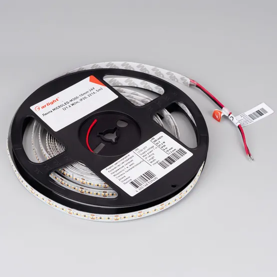Фото #3 товара Светодиодная лента MICROLED-M300-10mm 24V White6000 (21.6 W/m, IP20, 2216, 5m) (Arlight, Открытый)