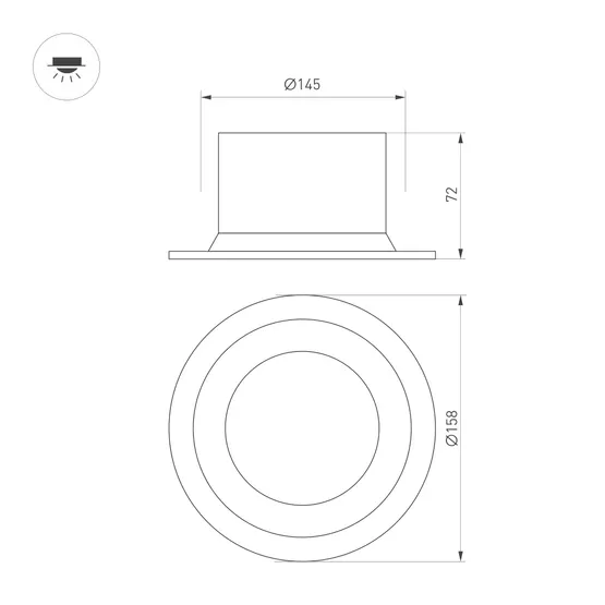 Фото #7 товара Светильник MS-DROP-BUILT-R158-30W Warm3000 (WH, 90 deg, 230V) (Arlight, IP54 Металл, 5 лет)