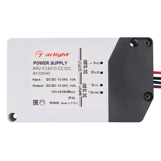 Фото #3 товара Блок питания ARV-F24010 DC/DC (12-24V, 10A, фильтр ШИМ) (Arlight, Пластик)