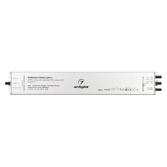 Фото #2 товара Блок питания ARPV-LG24400-LINEAR-PFC-DALI2-PD (24V, 16.7A, 400W) (Arlight, IP67 Металл, 5 лет)