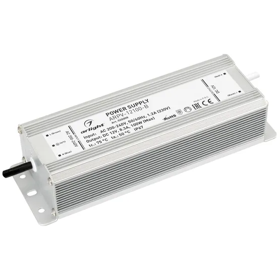Фото #1 товара Блок питания ARPV-12100-B (12V, 8.3A, 100W) (Arlight, IP67 Металл, 3 года)