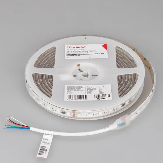 Фото #5 товара Светодиодная лента герметичная DMX-PS-B60-15mm 24V RGB-PX6 (15W/m, IP67, 5060, 5m) (Arlight, -)