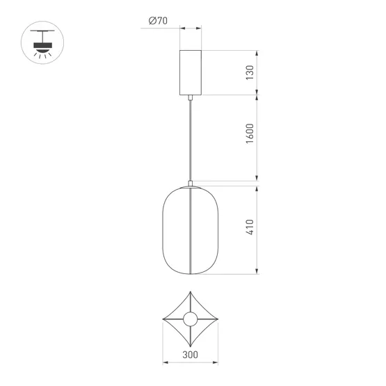 Фото #6 товара Светильник SP-SETA-HANG-L410х300-7W Warm2700 (WH, 320 deg, 230V) (Arlight, IP20 Натуральный шелк, 3 года)
