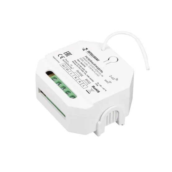 Фото товара INTELLIGENT ARLIGHT Релейный модуль SMART-701-72-WTI-WTO-PS-IN (230V, 1x15A, TUYA Wi-Fi, 2.4G) (IARL, IP20 Пластик, 5 лет)