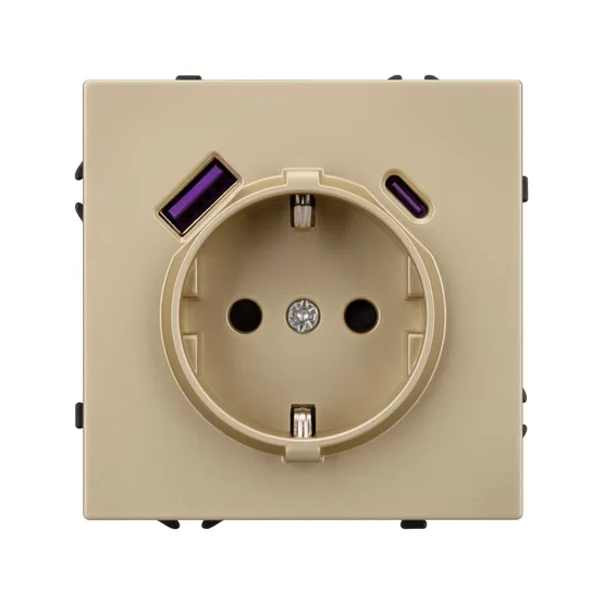 Фото #3 товара ARL NOBE Розетка зк со шторками с USB тип А+С софт-тач золотой песок SCT-MUAC-SFPL-GD (250V, 16A) (Arlight, -)