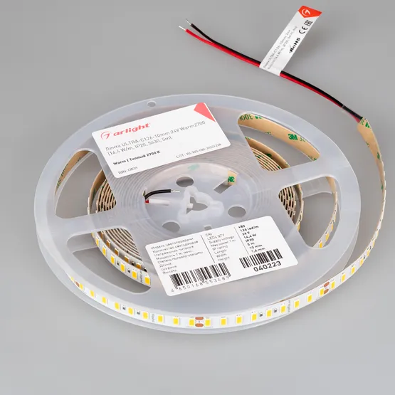 Фото #2 товара Светодиодная лента ULTRA-C126-10mm 24V Warm2700 (14.4 W/m, IP20, 5630, 5m) (Arlight, высок.эфф.200 лм/Вт)