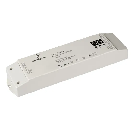 Фото товара Декодер DMX-SRP-2106-24-100W-CV (220V, 24V, 100W) (Arlight, IP20 Пластик, 3 года)