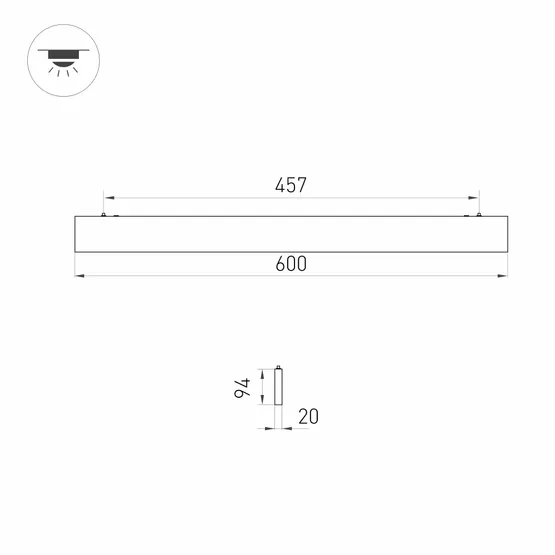 Фото #4 товара Светильник ALT-LINEAIR-FLAT-UPDOWN-DIM-S2094-600-25W Warm3000 (BK, 100 deg, 230V) (Arlight, IP20 Металл, 3 года)