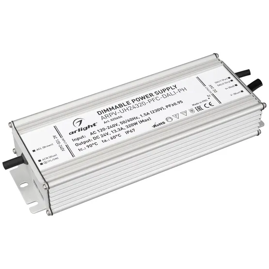 Фото товара Блок питания ARPV-UH24320-PFC-DALI-PH (24V, 13.3A, 320W) (Arlight, IP67 Металл, 7 лет)