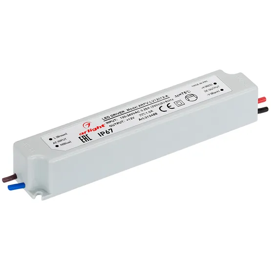 Фото товара Блок питания ARPV-LV12012-A (12V, 1.0A, 12W) (Arlight, IP67 Пластик, 3 года)